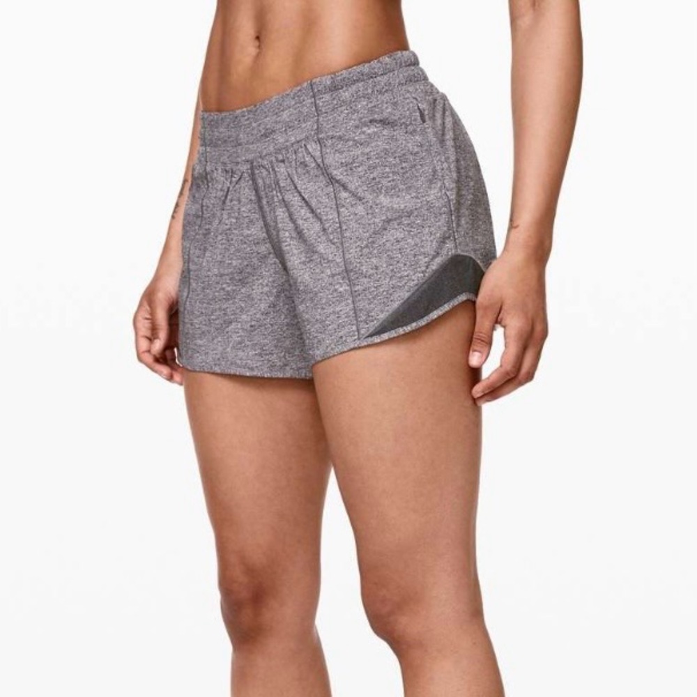 Lululemon Hotty Hot Short II Long 4” - Heather Lux Multi Black/ Heathered Black